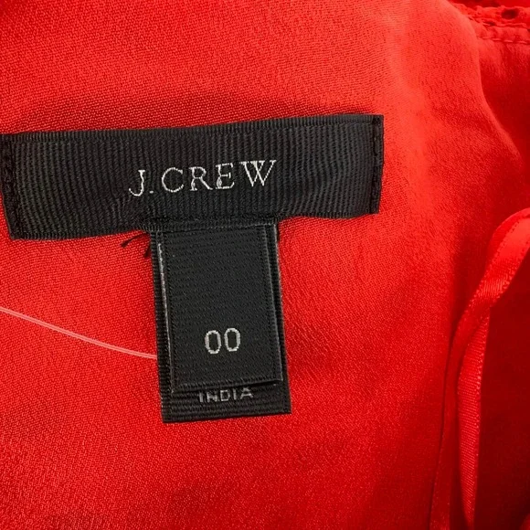 J.Crew Womens Red Eyelet One Shoulder Ruffle Top Size 00 Asymmetrical Summer - Picture 3 of 9